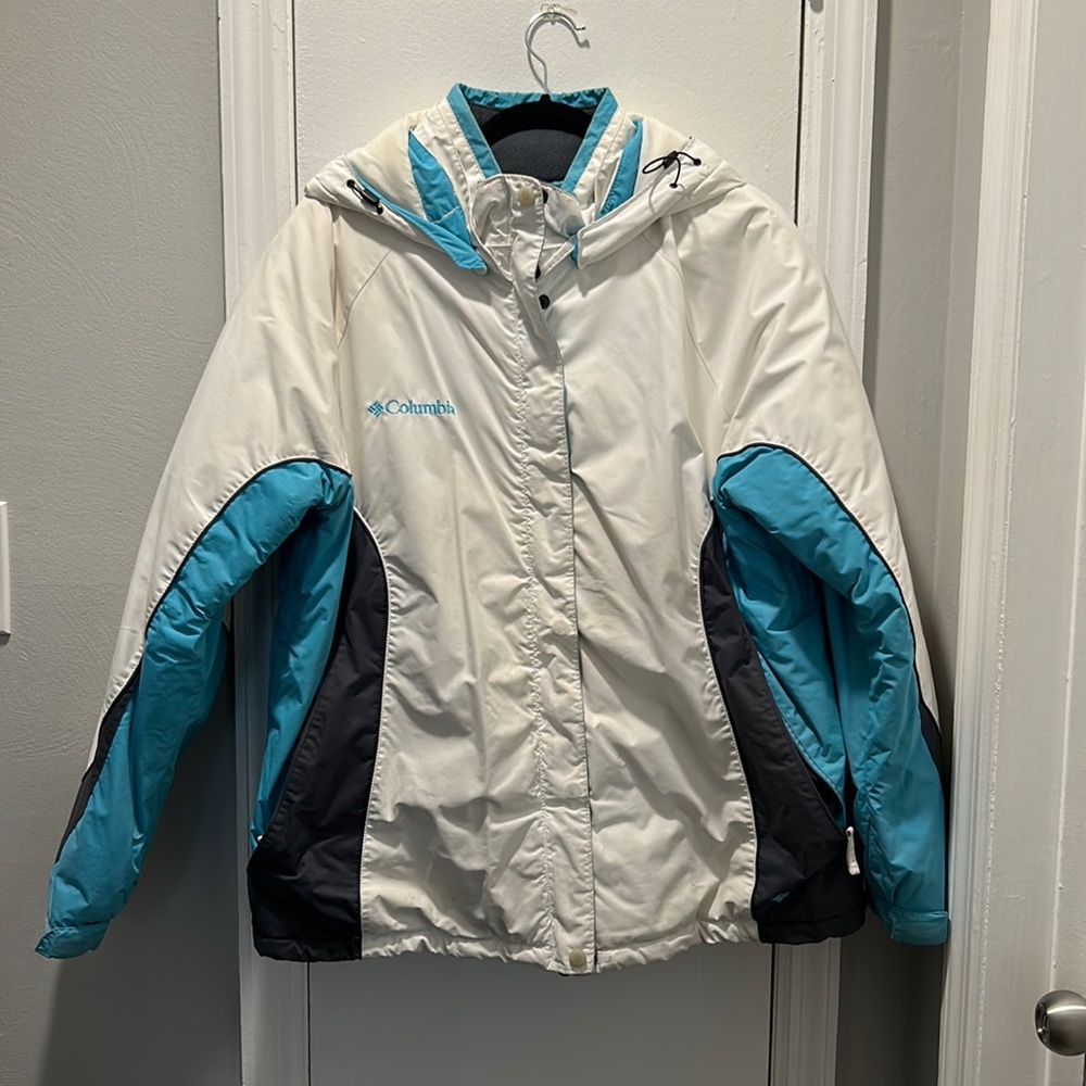 Columbia White & Blue Ski Jacket